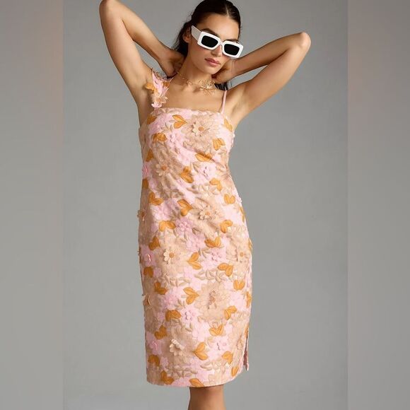 Anthropologie Floral Appliqué Dress NWT - Picture 2 of 12